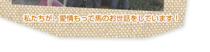 私たちが、愛情もって馬のお世話をしています！